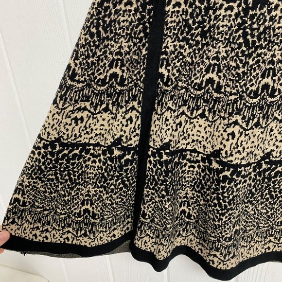 Sloni petite women's knit skirt A-line pull on black beige size P/M - Picture 2 of 8